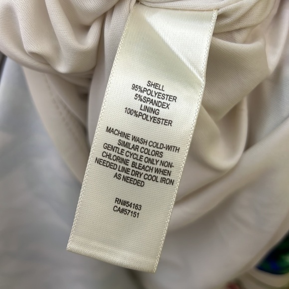 Cascade Floral Ruffle Asymmetrical Hem Sheath Dress In Ivory Multi size 2 - Picture 9 of 12